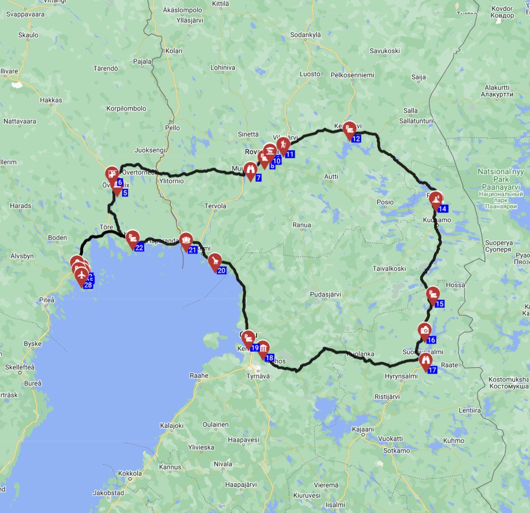 Map for Lule Round trip - Northern Lights  Husky Trails A Camper Journey